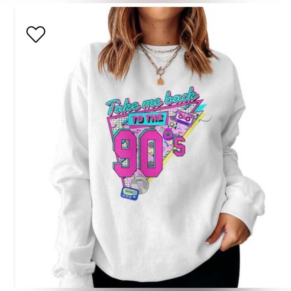 Women Oversized Graphic Sweatshirt 90s Outfit Long Sleeve Shirt 90's SZ SM